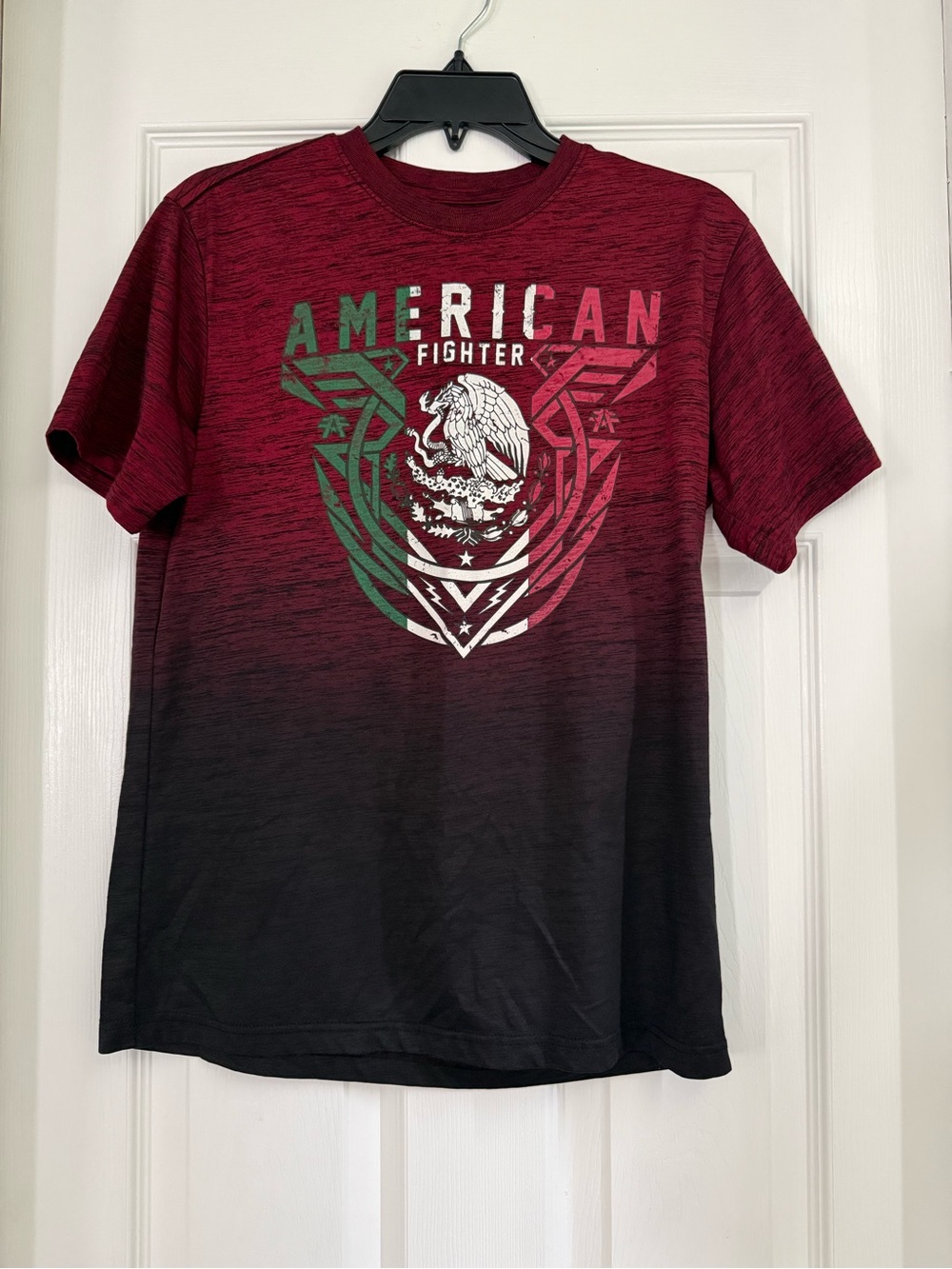 American Fighter Maroon to Black Ombre Graphic Tee